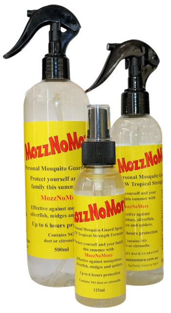 MozzNoMore 125, 250 and 500ml Spray Bottles